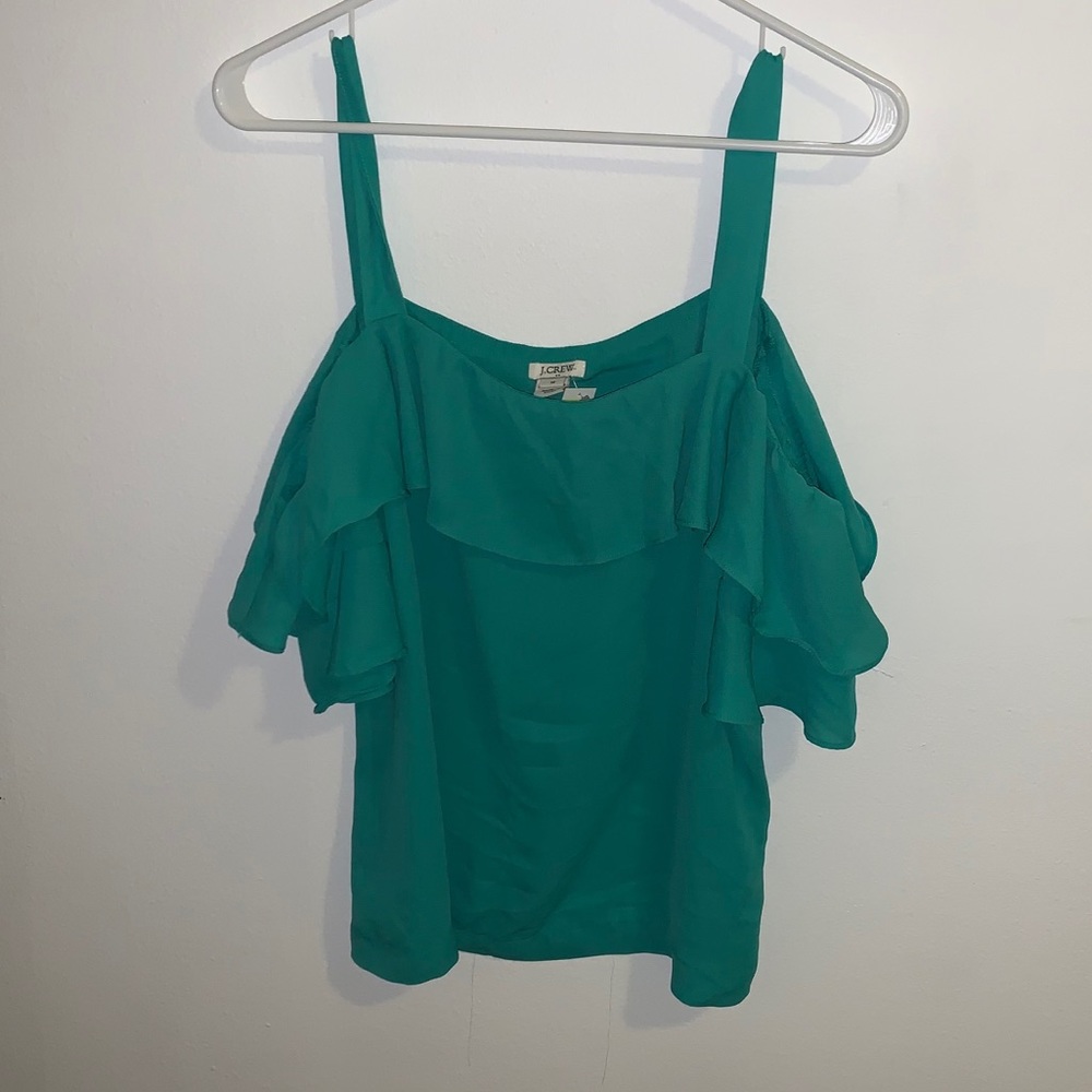 J crew M Green cold shoulder top